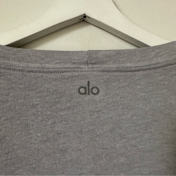 ALO Yoga Extreme Crop Crew Neck Pullover in Gray - Picture 6 of 8